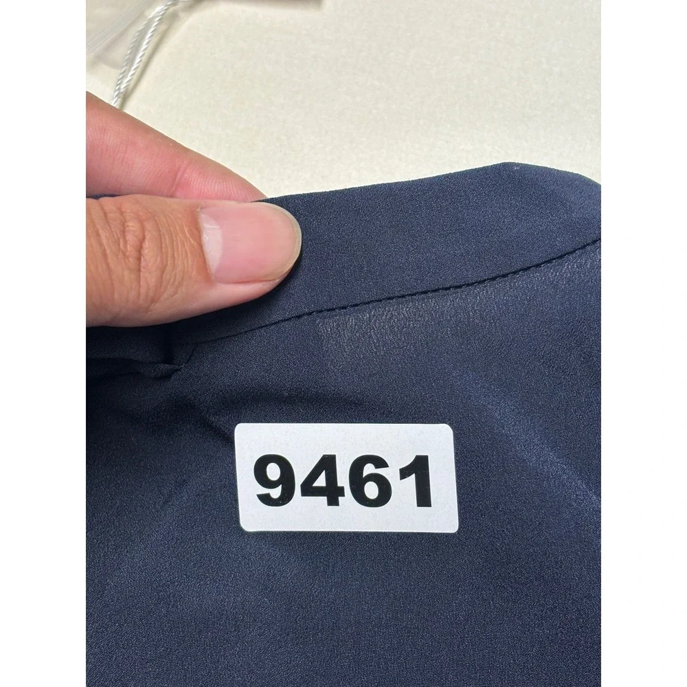 NWT Tory Burch Sleeveless Bow Blouse Navy Blue Mock Neck Top Womens Size 10 $250